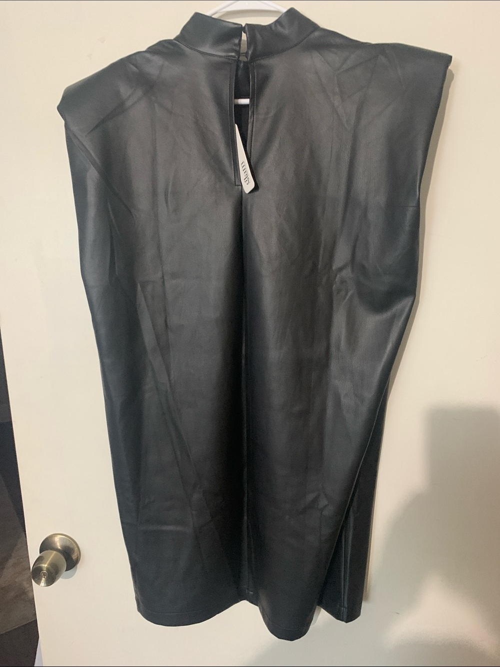 glam Sleeveless Faux Leather Tunic - Black - Picture 4 of 6